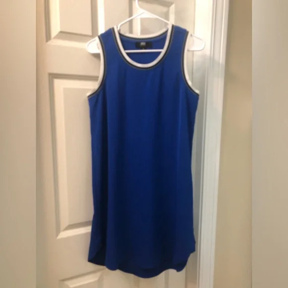 ABS sporty jersey style blue sleeveless dress Sz S - Picture 1 of 6